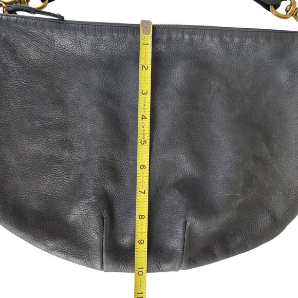 Claire V Moyen Messenger Crossbody Zip Top Tote Bag Black Leather - Picture 8 of 14